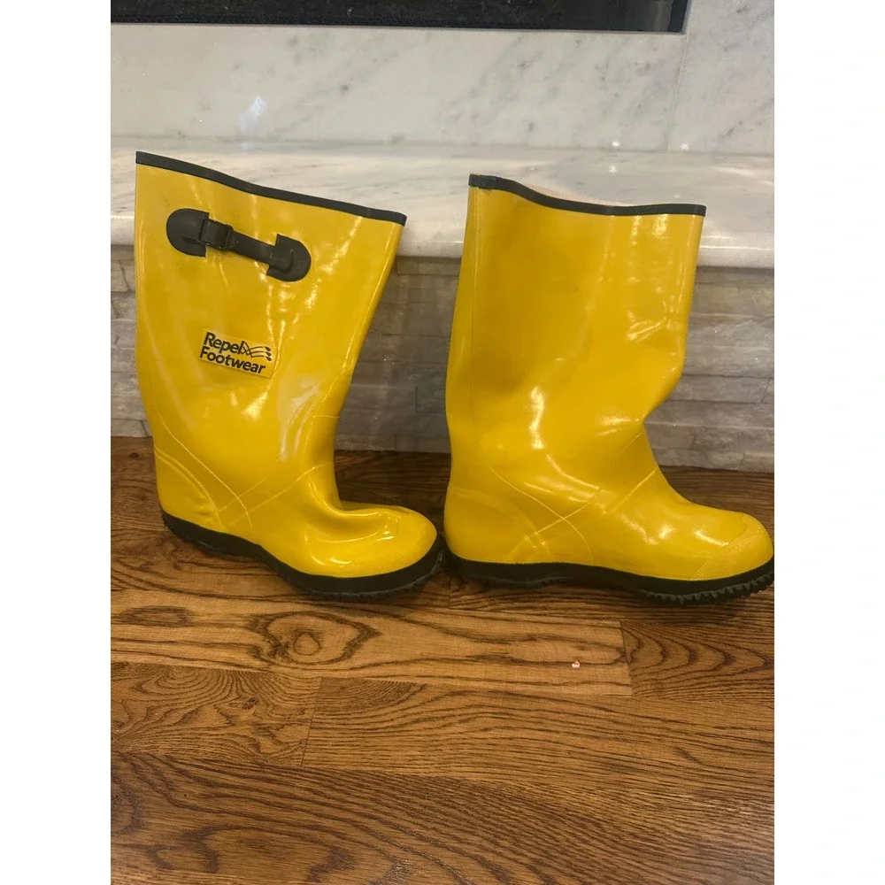 Repel Footwear Mens Yellow Rubber Rain Boots Waterproof Work Tall Size 11